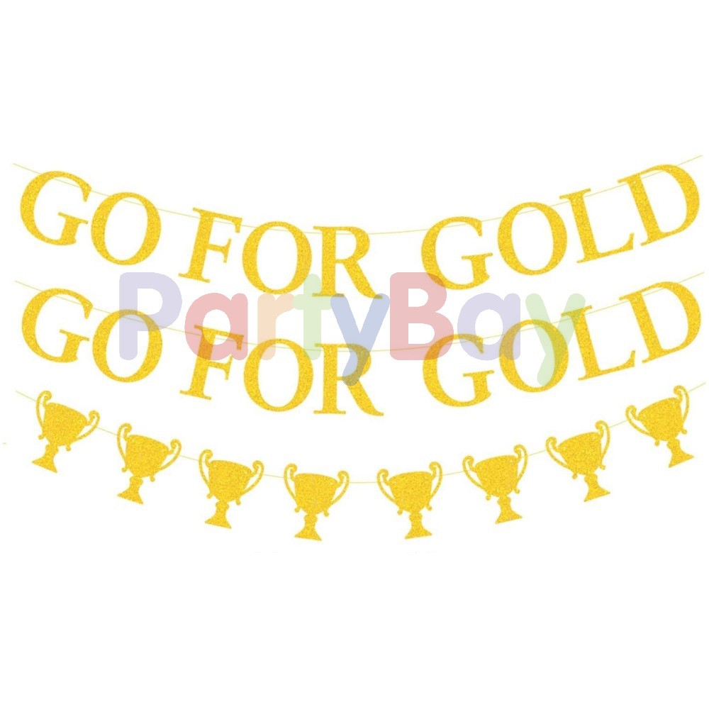 莱派运动会派对装饰Go for Gold横幅生日活动聚会布置拉旗用
