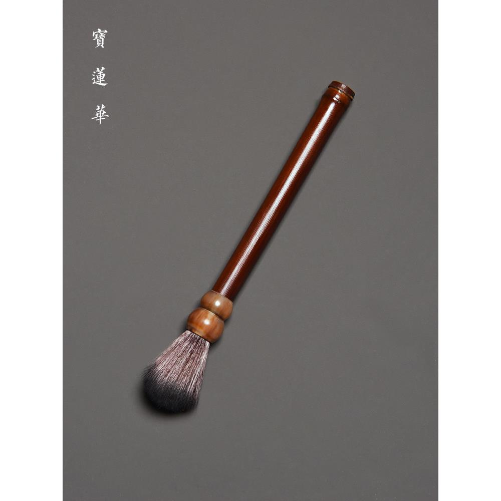 老煤竹节养壶笔 天然花牛角葫芦头刷壶笔 壶刷子养茶壶毛笔茶道配