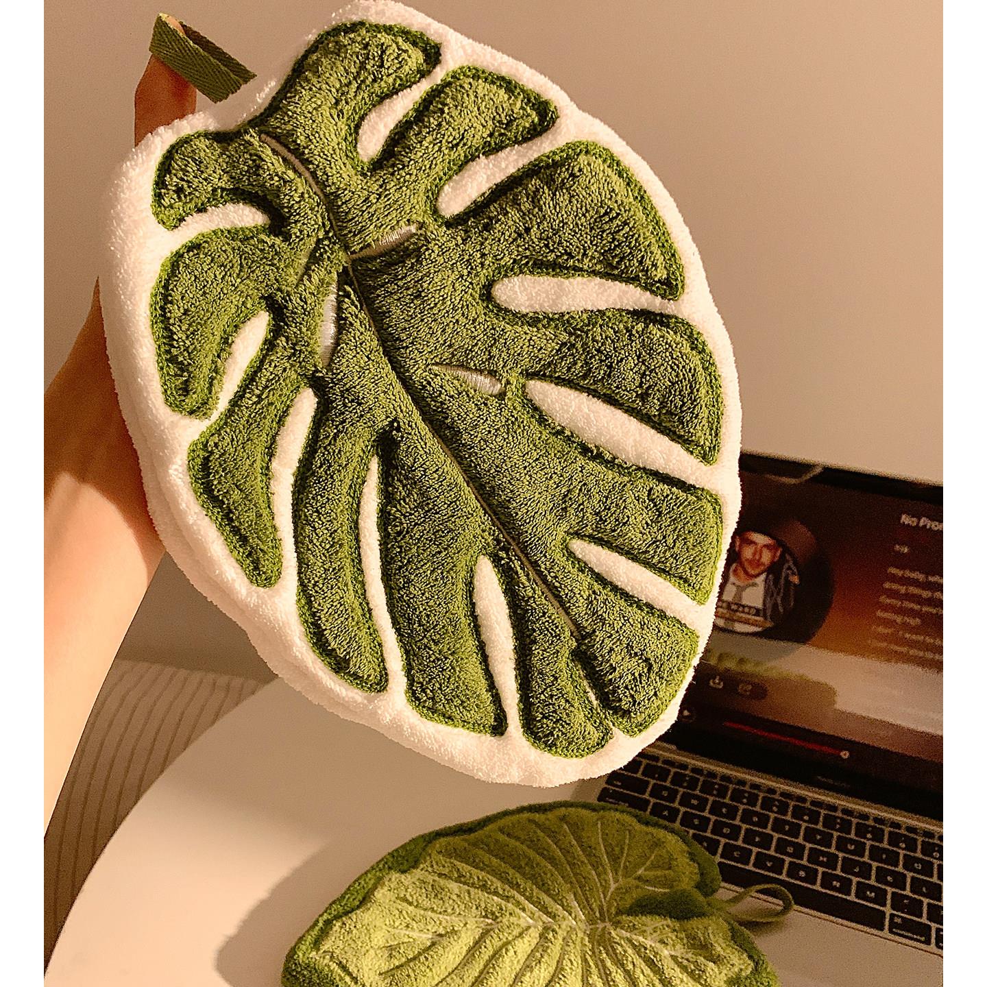 创意植物叶子擦手巾挂式可爱加厚超强吸水厨房卫生间家用抹布不臭
