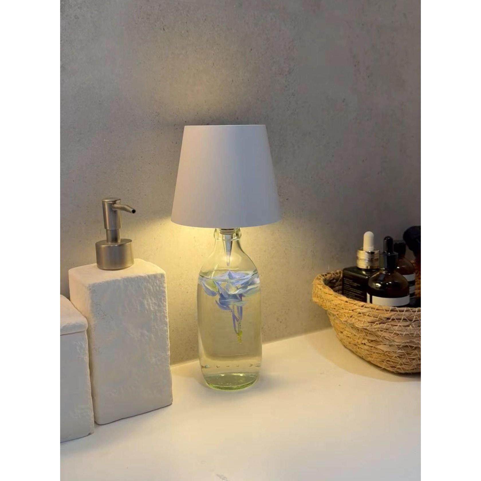 氛围感小夜灯个性创意手工diy酒瓶装饰灯嵌入式可移动充电小台灯