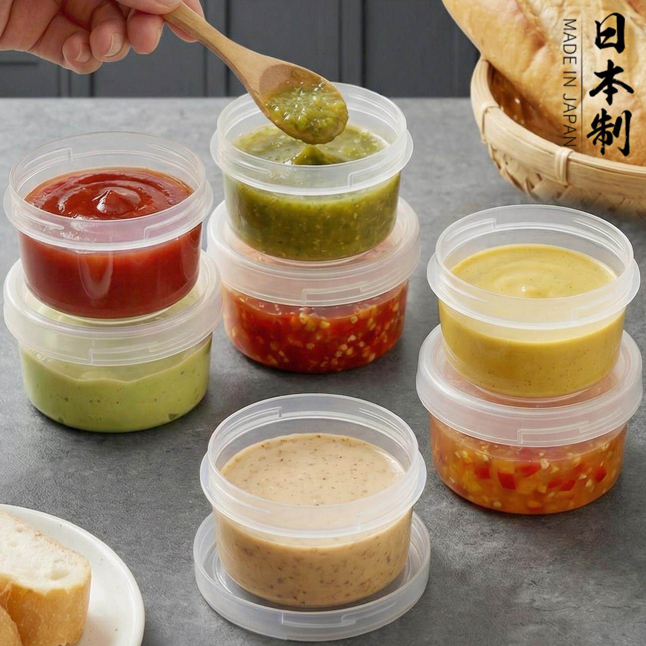 日本进口蘸料保鲜盒外出便携调料分装罐酱料收纳盒打包密封沙拉酱