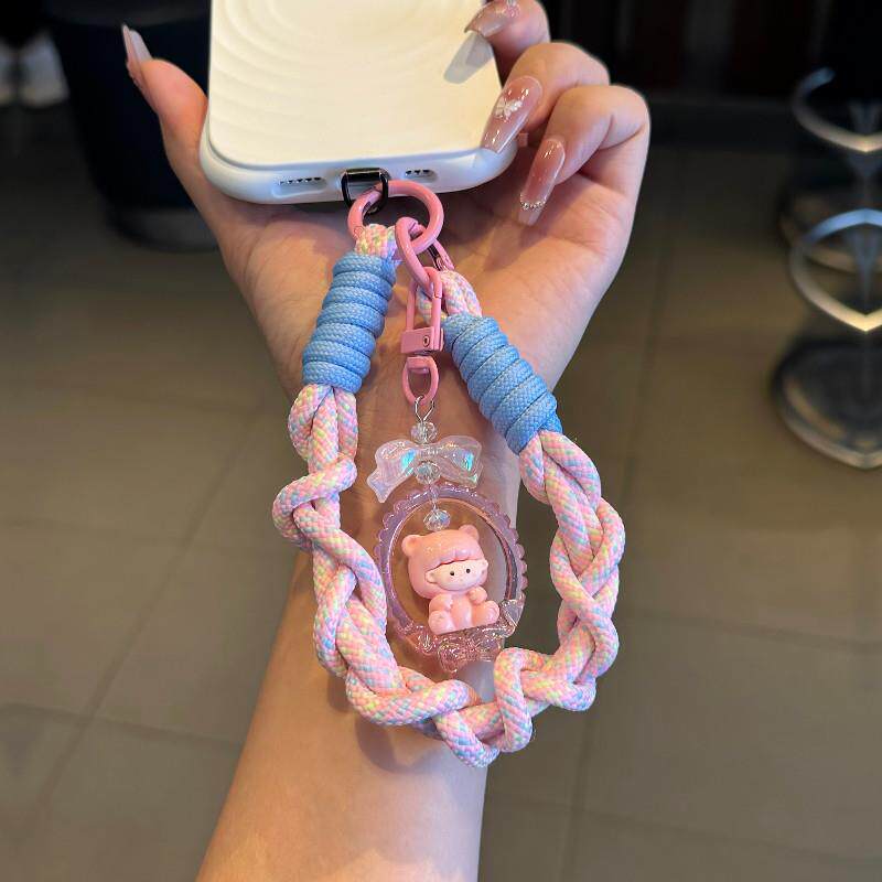 小众ins麻花编织手机挂绳手腕挂链卡通阿卓挂件个性钥匙相机腕绳