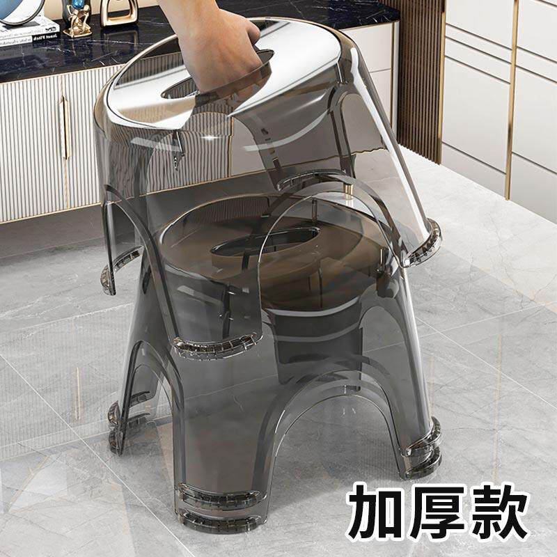 透明塑料小凳子加厚家用椅子换鞋凳可收纳成人客厅矮凳沙发穿鞋凳