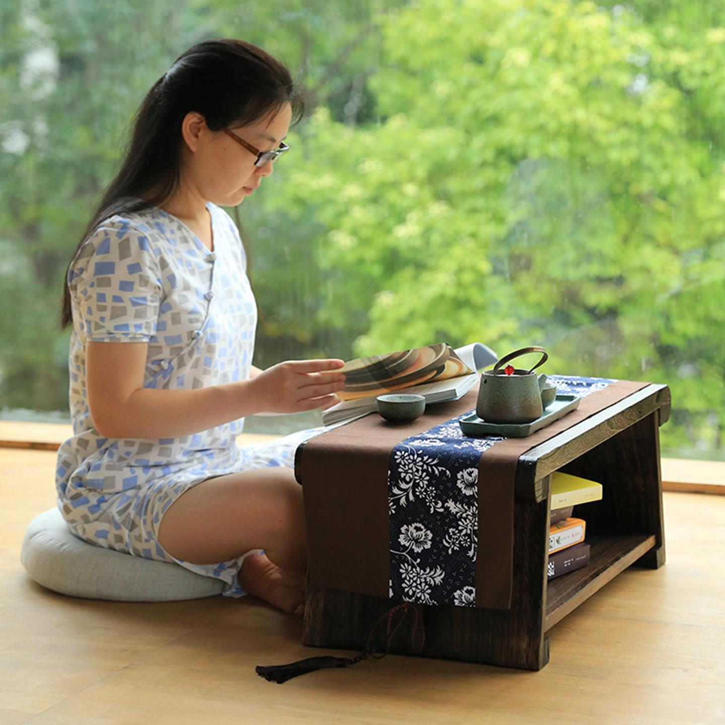 日式榻榻米飘窗茶桌实木可折叠矮桌炕桌炕几桌子家用阳台小茶几