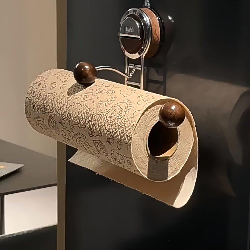 ins厨房纸架倒挂盒纸巾架浴室家用墙上免打孔吸盘厨房专用纸挂架图片
