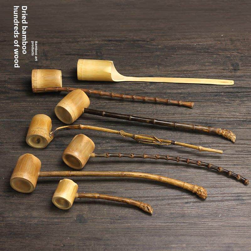 竹制长柄水勺竹根水瓢日式茶具配件功夫茶道竹酒打酒器勺酒提浇花