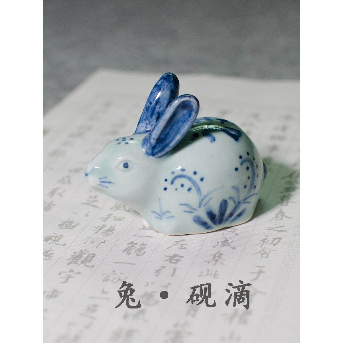 景德镇陶瓷砚滴文房四宝创意手绘水滴壶书滴仿古磨墨砚台加水水盂