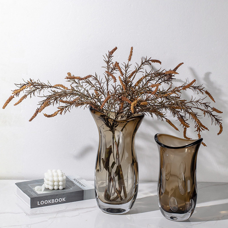 现代轻奢琥珀色艺术不规则琉璃花瓶摆件玄关餐桌样板房间软装花器,特色手工艺,其他特色工艺品,淘宝优惠券,粉丝福利购,淘宝优惠卷