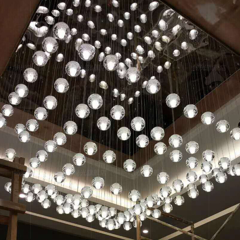创意玻璃球吊灯复式楼别墅楼梯灯具设计师商场服装店水晶吊灯