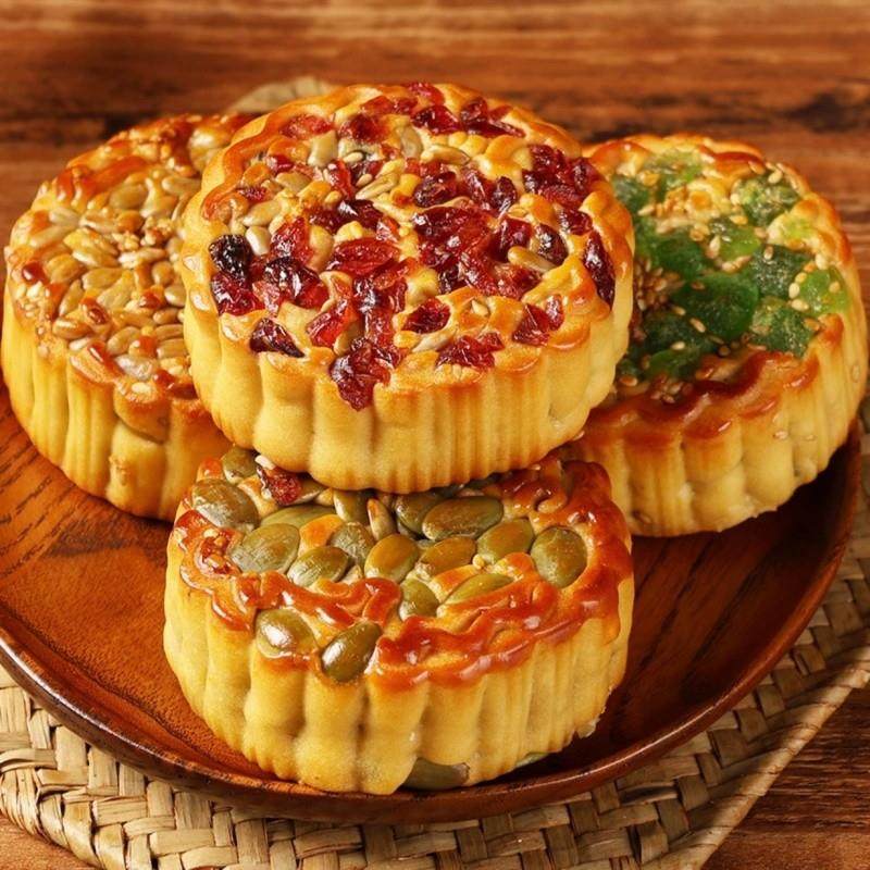 正宗坚果五仁鲁津园传统月饼厂家直销好吃香甜中秋送礼月饼果仁饼