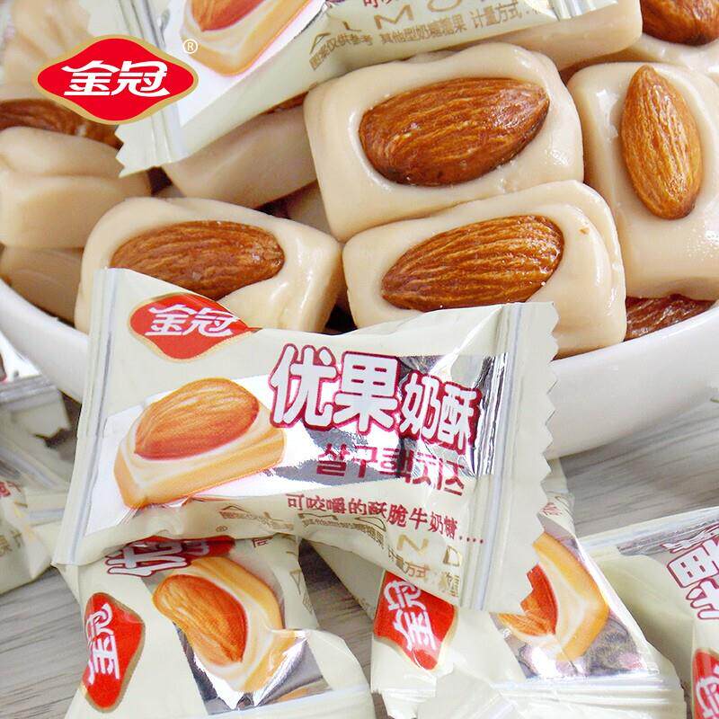 新货优果奶酥 夹心糖坚果扁桃仁奶脆硬糖结婚喜糖散装糖果