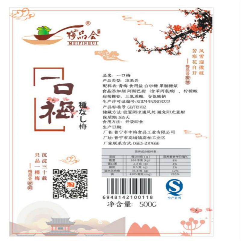 正宗出口无核梅饼话梅干青
