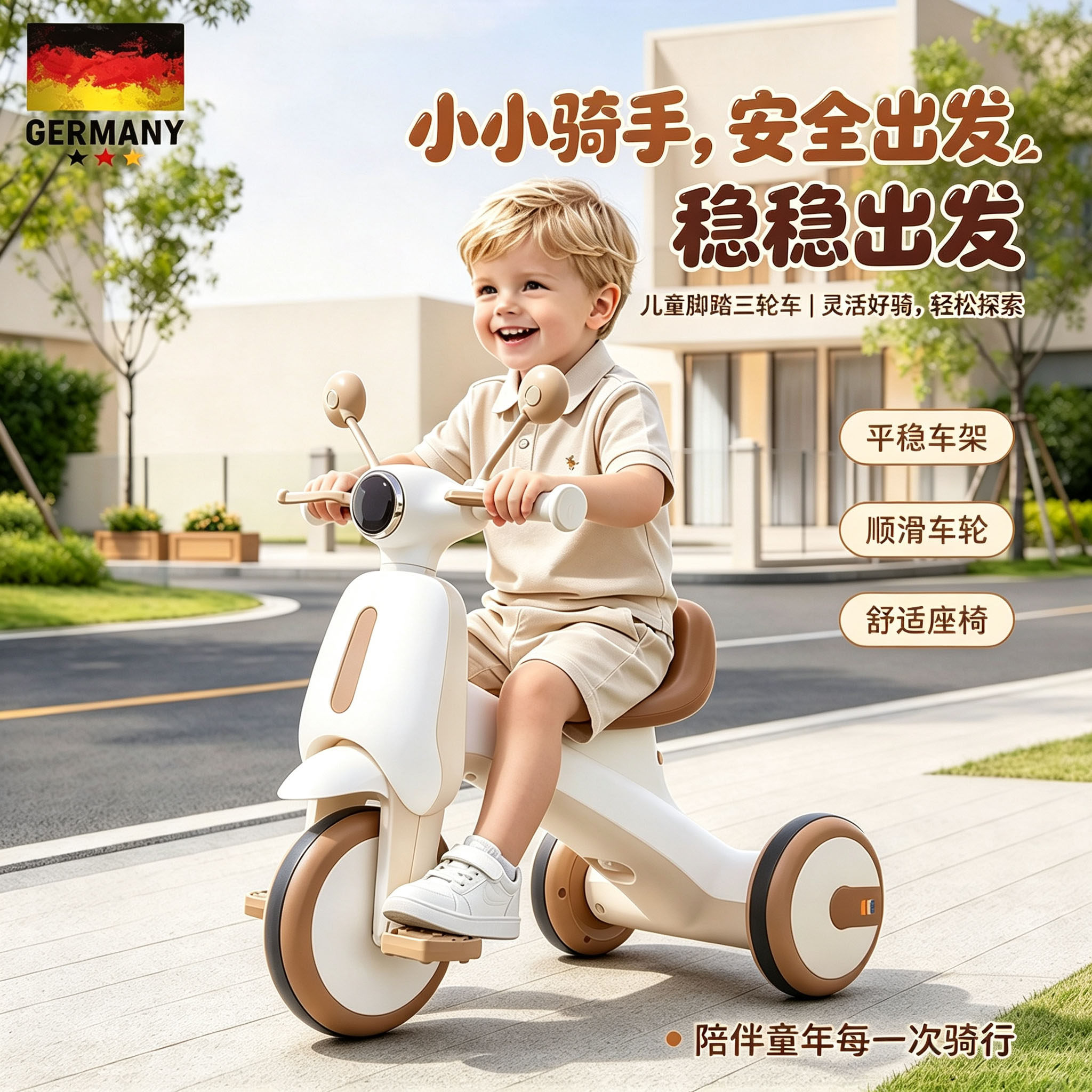 德国儿童脚踏三轮车1到3岁平衡车