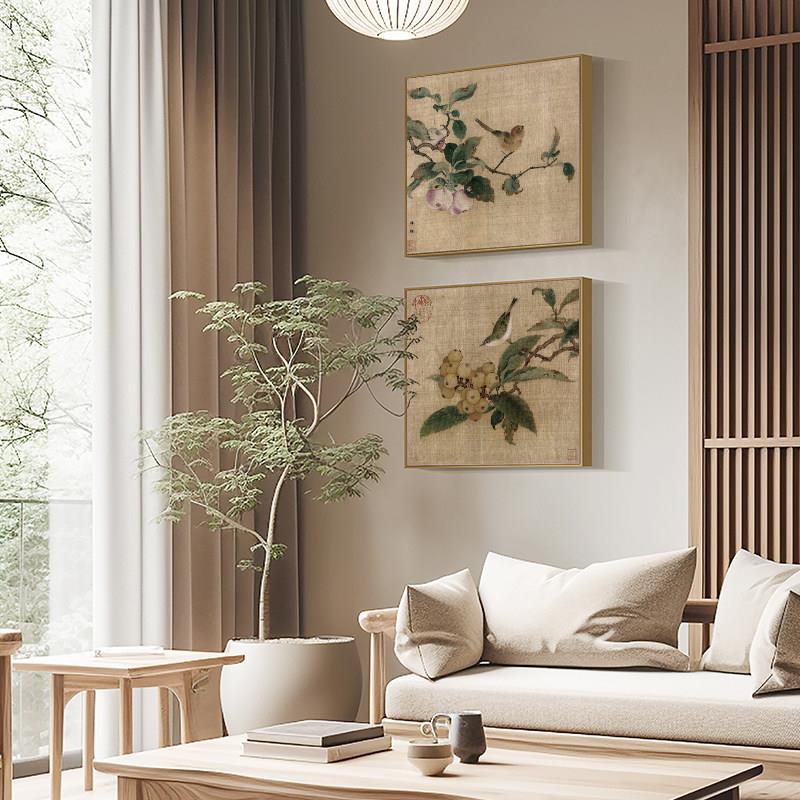 新中式花鸟画茶室装饰画书房国画客厅背景墙挂画古画玄关餐厅壁画