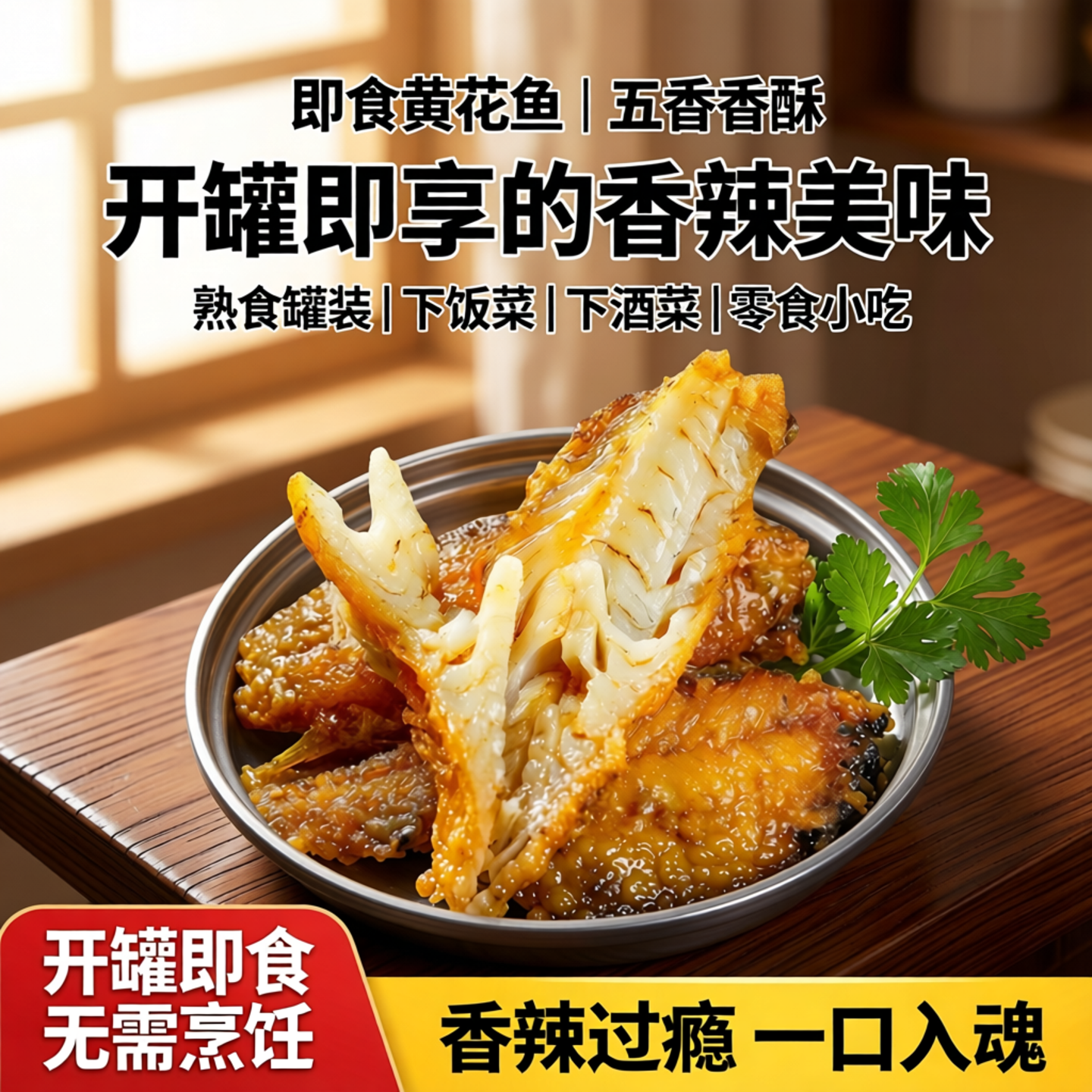 即食黄花鱼罐头熟食罐装五香香酥鱼肉零食下饭菜下酒菜香辣小吃