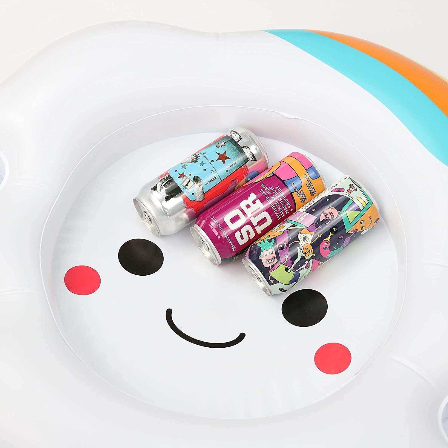 新款夏季PVC充气彩虹云朵冰盘户外泳池派对便携式啤酒饮料冰吧