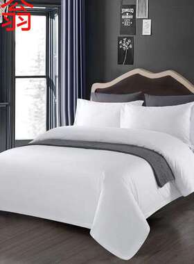 E4C民宿床上用品全套宾馆被套三件套四件套布草加厚床单白色酒店