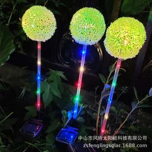 led彩色变色蒲公英花灯户外仿真花园灯 跨境太阳能6LED蒲公英花灯