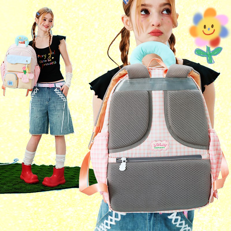 LOLA DESIGN25年春夏新品书包初中女生 学生轻便大容量背包女双肩