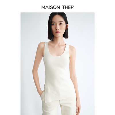 MAISON THER【智感通勤】重磅凉感绢丝100%真丝针织开衩设计背心