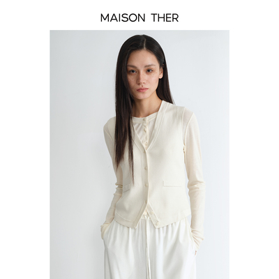MAISON THER【简裁度假】CleanFit四季休闲通勤无袖真丝V领马甲