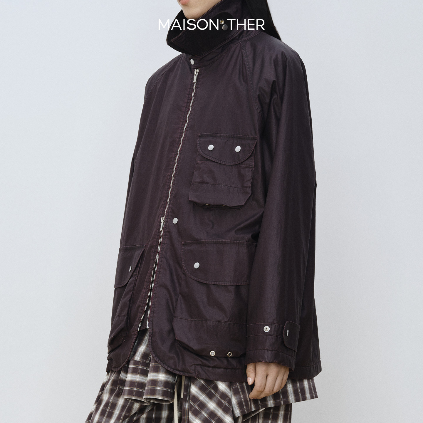 MAISON THER【25秋冬】经典复古灯芯绒拼领涂层油蜡洗水棉服夹克
