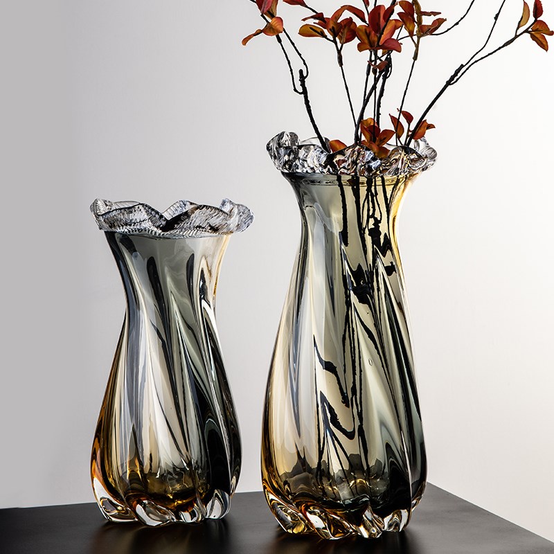 琉璃花瓶鲜花富贵竹绿植插花器客厅玄关轻奢摆件乔迁新居礼品