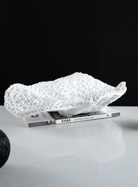 现代简约白色珊瑚果盘创意家居样板房别墅餐桌茶几托盘摆件软装