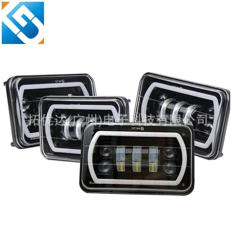 厂家直销 4x6 6x7 方灯牧马人5寸 LED改装工作灯套装组合 RGB光圈