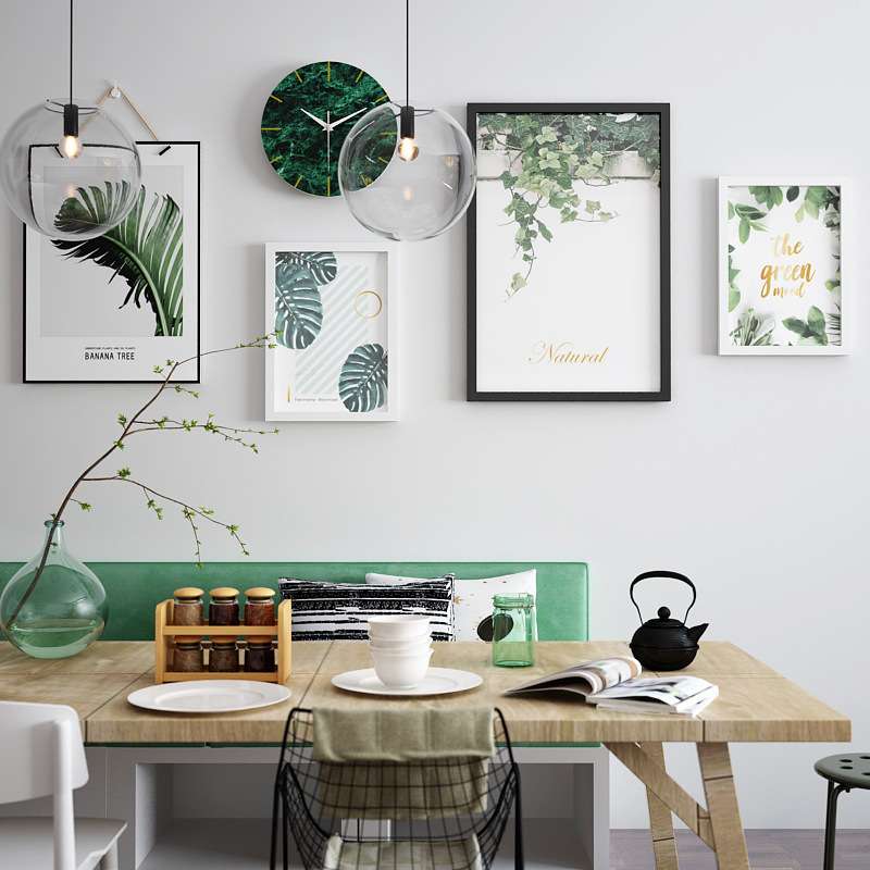 实木_D914_24寸绿植简约实木照片墙组合相框可换相片小清新装饰画