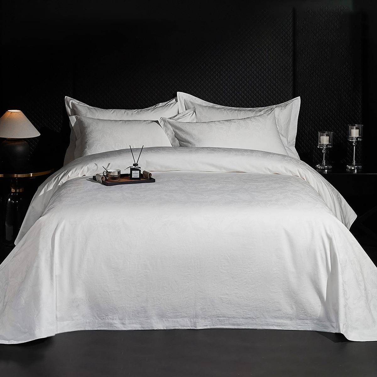 宾馆酒店床上用品四件套全棉加厚纯棉白色床单被套高端轻奢民宿