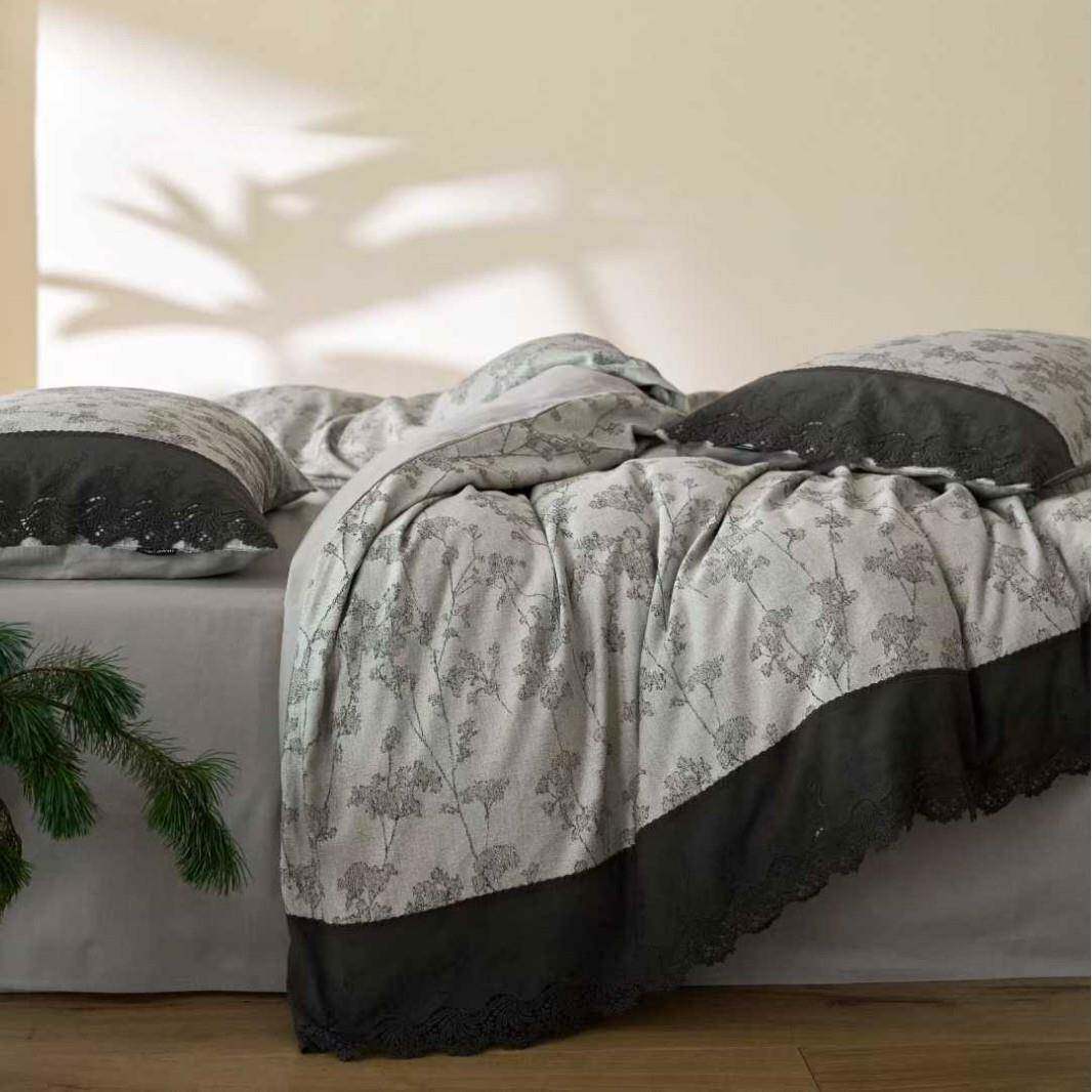 中式复古轻奢棉麻刺绣花边款微磨毛秋冬保暖四件套被套床单床品