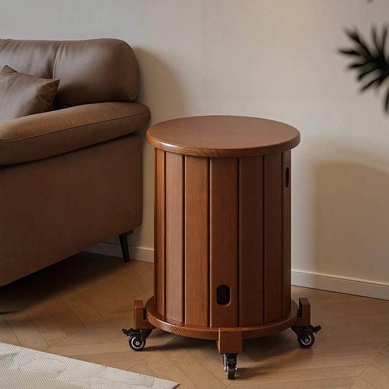 实木可叠放边几凳子客厅家用沙发边小桌子可移动收纳四合一小圆凳