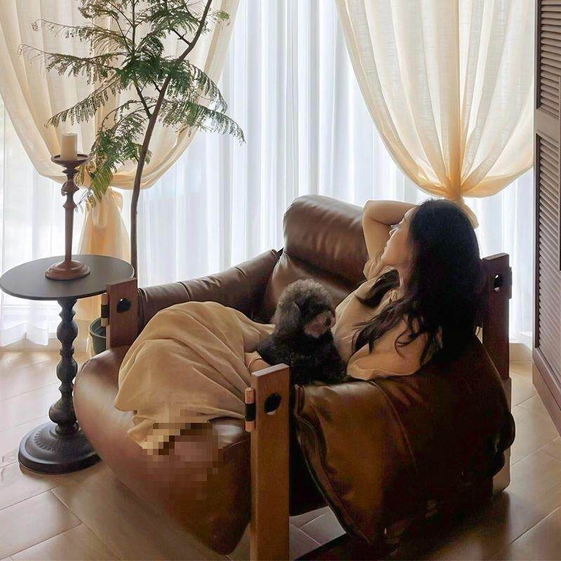 古风复古泽西岛懒人沙发阳台客厅躺椅轻奢单人实木休闲沙发椅高级