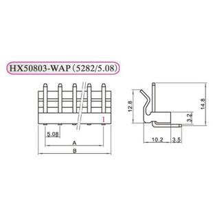 弯针座 5.08 2WAP 平弯 HX红星50803 CH5.08