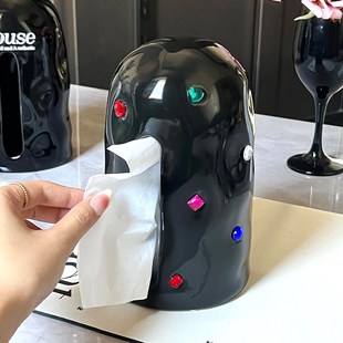 高级感ins风纸巾盒家用客厅高档轻奢抽纸盒桌面创意陶瓷餐巾纸盒