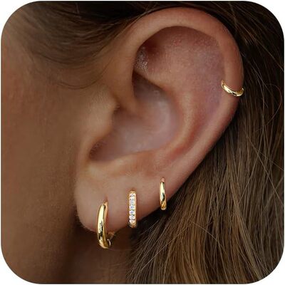 Women Earring Set欧美饰品时尚创意镶钻铜耳环4件套轻奢感耳扣