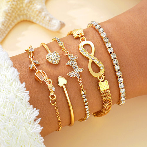 Women Bracelet Jewlery欧美设计感8字无穷大蝴蝶手链5件套配饰