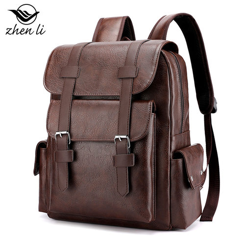 Backpack Business/Student大容量软pu皮质双肩书包外出旅行背包