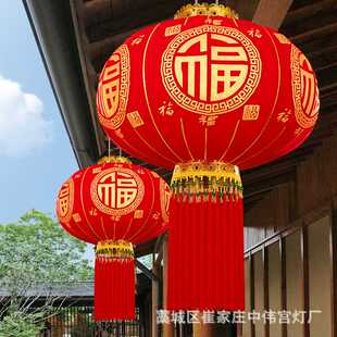 新款加厚绒布高档金珠长杆灯笼 复古中式春节结婚户外院子装饰