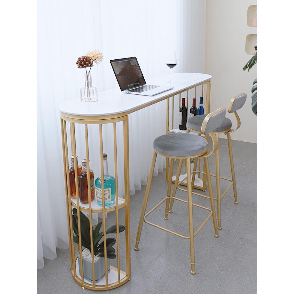 需定制简约家用岩板吧台桌休闲阳台客厅隔断高脚商用酒吧奶茶店长