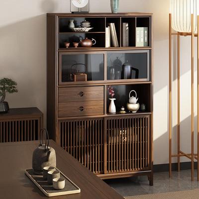 需定制新中式乌金木茶室边柜多宝阁置物架博古架展示柜收纳实木茶