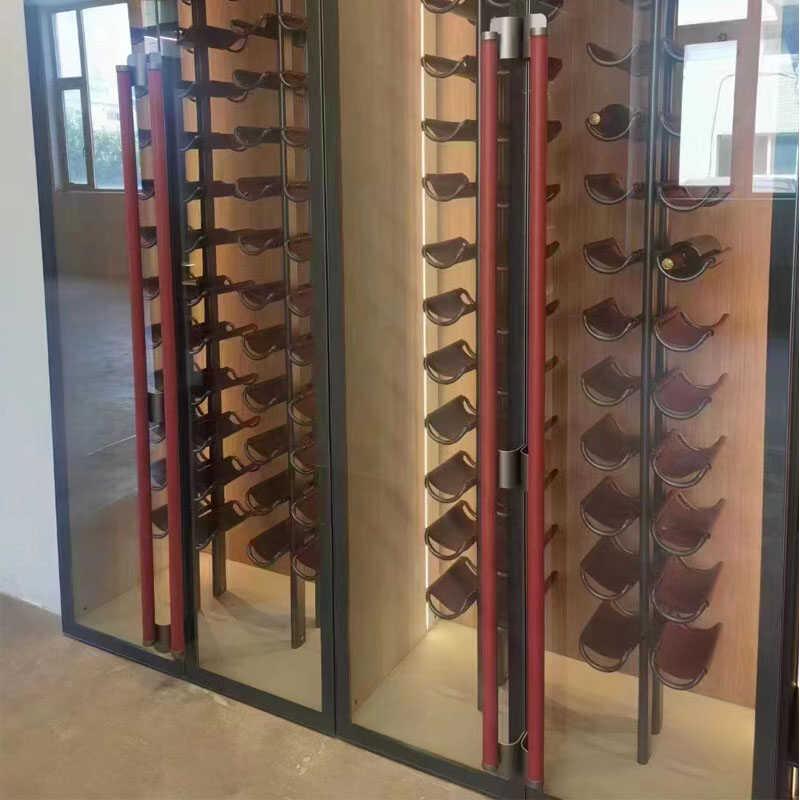 需定制现代简约皮革红酒展示架餐厅酒吧铝合金金属红酒架定制葡萄