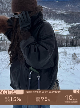 R-HER“草原漫记”复古绵羊皮皮衣女短款羊毛宽松飞行夹克RP5NC10