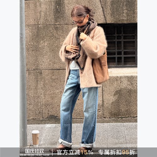 RHER STUDIO”午夜巴黎“复古水洗百搭宽松直筒显瘦休闲牛仔裤K90