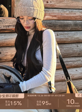 R-HER【彩系羊衫】于Moli 秋冬季修身型薄款高领纯色打底毛针织衫