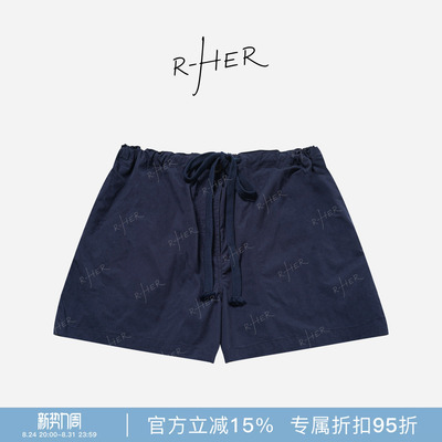 夏季高腰显瘦宽松复古做旧短裤