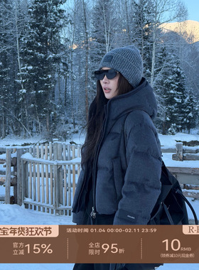 R-HER“独特印记”95鹅绒加厚保暖宽松立领绵羊毛棉服外套RW5NC58