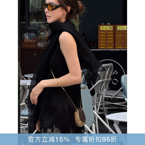 RHER STUDIO“轻松驾驭”时髦慵懒蕾丝圆领上衣夏季显瘦D7541
