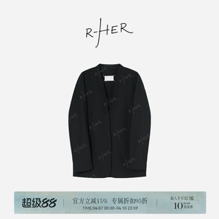 西装 外套XL02 设计感休闲百搭无领时尚 春季 HER 100羊毛